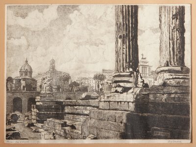Roma, O Fórum de Augusto (gravura em papel) de Augusto Baracchi