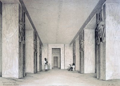 Interior do templo norte, Ebsamboul, Nubia, Egito, século XIX de Augustus Butler