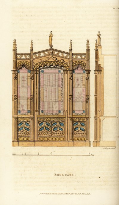 Um caso de livro gótico de Augustus Charles (after) Pugin