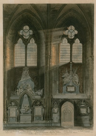 Quarta, e, quinta, janela, sul, corredor, abadia westminster, londres de Augustus Charles Pugin