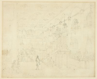 Estudo para a Capela da Sociedade Filantrópica, da Microcosm of London de Augustus Charles Pugin