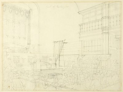 Estudo para o Tribunal de Contas, de Microcosmo de Londres de Augustus Charles Pugin