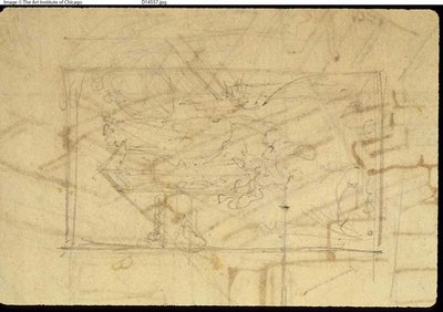 Estudo para Sala de Exposições, Somerset House, da Microcosm of London (reto); Esboço de uma pintura: Madonna e criança (verso) de Augustus Charles Pugin