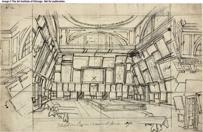Estudo para Sala de Exposições, Somerset House, da Microcosm of London de Augustus Charles Pugin