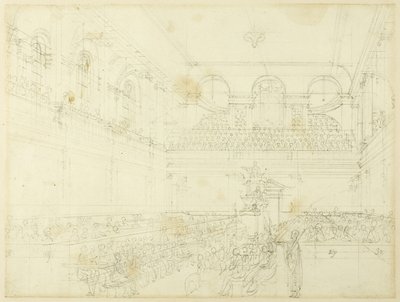 Estudo para o Foundling Hospital, a Capela, de Microcosmos de Londres de Augustus Charles Pugin