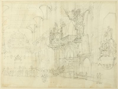 Estudo para Guild Hall, da Microcosm of London de Augustus Charles Pugin