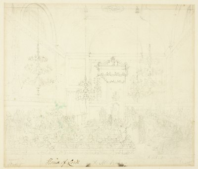Estudo para a Câmara dos Lordes, da Microcosm of London de Augustus Charles Pugin