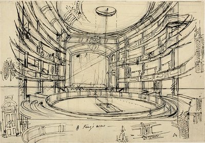 Estudo para o Circo do Rei de Augustus Charles Pugin