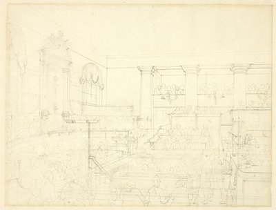 Estudo para Old Bailey, de Microcosmo de Londres de Augustus Charles Pugin