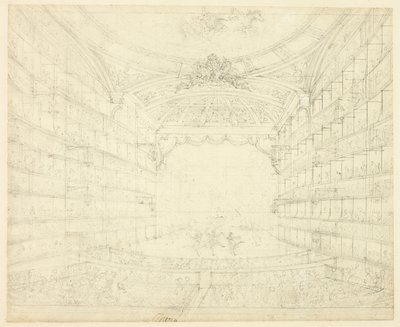 Estudo para Opera House, da Microcosm of London de Augustus Charles Pugin