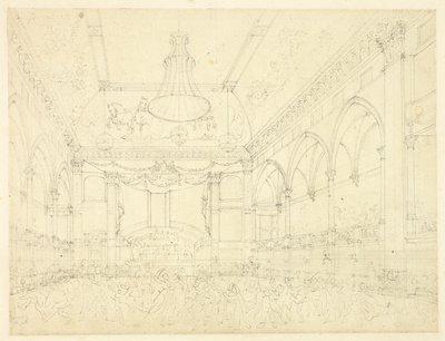Estudo para Pantheon Masquerade, da Microcosm of London de Augustus Charles Pugin