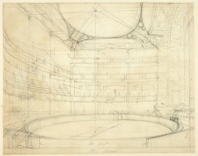 Estudo para Royal Circus, da Microcosm of London de Augustus Charles Pugin