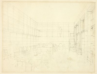 Estudo para Royal Institution, Albemarle Street, da Microcosm of London de Augustus Charles Pugin