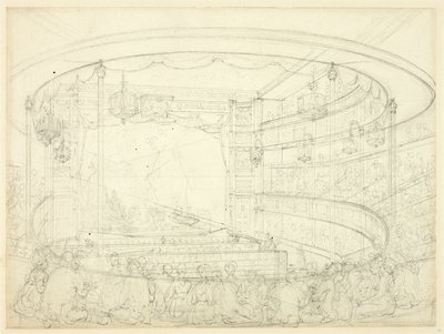 Estudo para Sadlers Wells Theatre de Augustus Charles Pugin