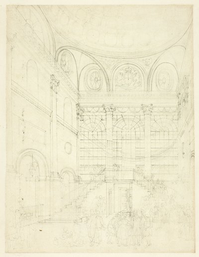 Estudo para Session House, Clerkenwell, da Microcosm of London de Augustus Charles Pugin