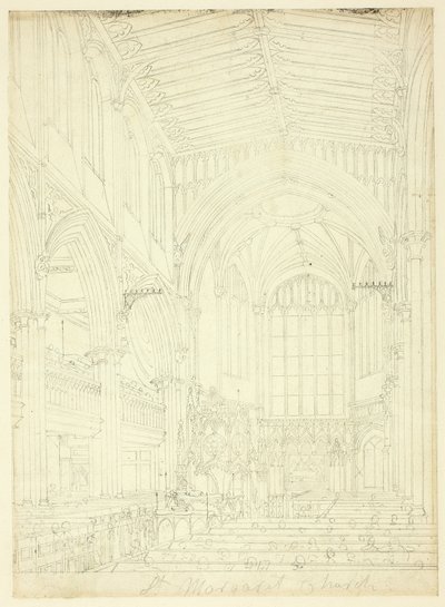 Estudo para a Igreja de St. Margaret, de Microcosm of London de Augustus Charles Pugin
