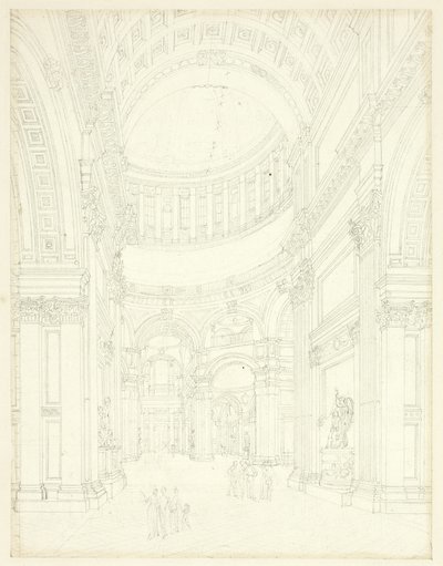 Estudo para a Catedral de S. Paulo, de Microcosmos de Londres de Augustus Charles Pugin