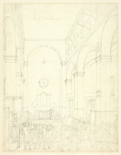 Estudo para Bolsa de Valores, da Microcosm of London de Augustus Charles Pugin