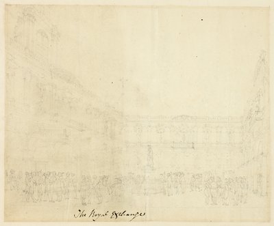 Estudo para The Royal Exchange, da Microcosm of London de Augustus Charles Pugin