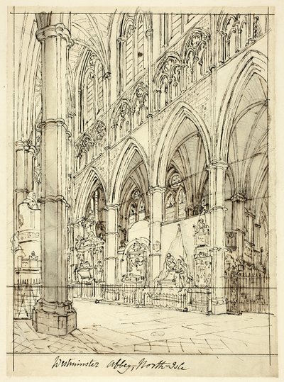 Estudo para a Abadia de Westminster, do Microcosm of London de Augustus Charles Pugin