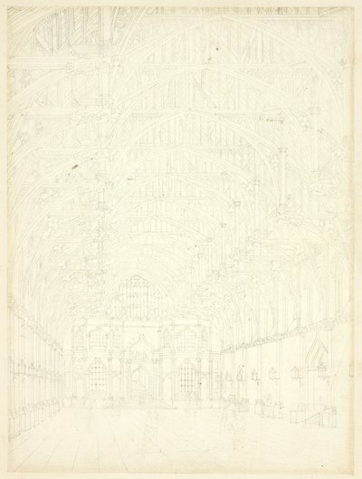 Estudo para Westminster Hall, da Microcosm of London de Augustus Charles Pugin