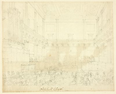Estudo para Whitehall Chapel, da Microcosm of London de Augustus Charles Pugin