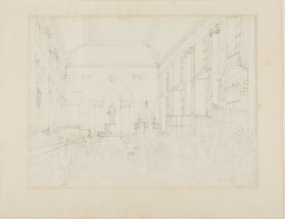 Estudo para o Grande Salão, Banco da Inglaterra de Augustus Charles Pugin