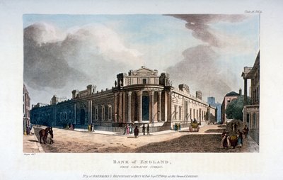O Banco da Inglaterra, de Cateaton Street, Cidade de Londres, 1809 de Augustus Charles Pugin