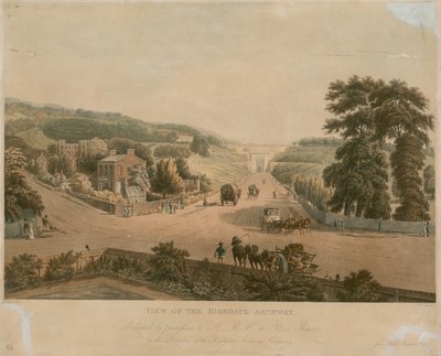 Vista do arco de Highgate de Augustus Charles Pugin