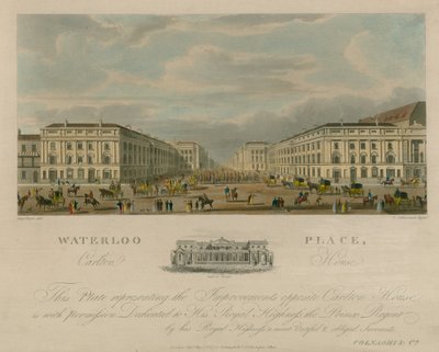Waterloo Place, casa de Carlton, Londres de Augustus Charles Pugin