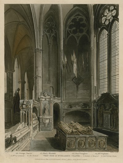 Lado oeste, de, st, Erasmus, capela, abadia westminster, londres de Augustus Charles Pugin