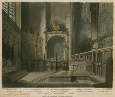Oeste, vista, de, st, Edmund&39;s, capela, abadia westminster, londres de Augustus Charles Pugin