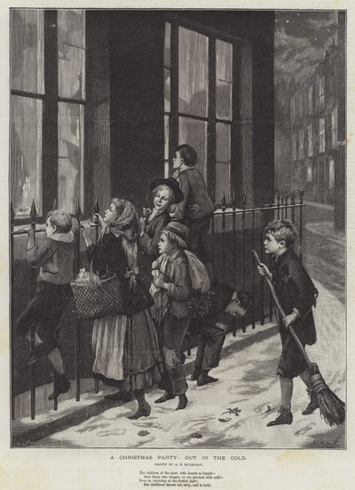 Uma festa de natal, fora no frio de Augustus Edward Mulready