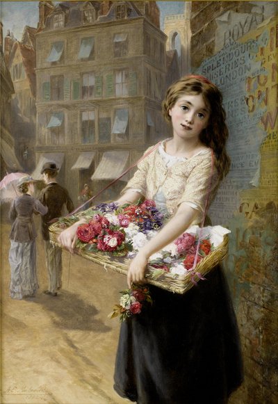 Um vendedor de flores de rua de Augustus Edwin Mulready