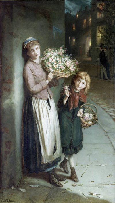 Meninas de flor - uma noite de verão de Augustus Edwin Mulready