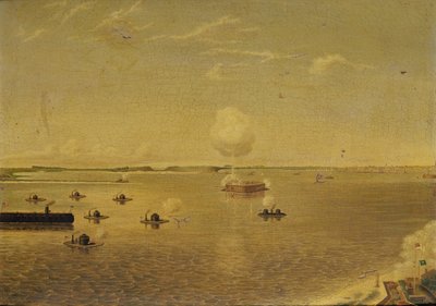 Assalto a Fort Sumter, 7 de Abril de 1863, c.1863 (óleo sobre tela) de Augustus Grinevald