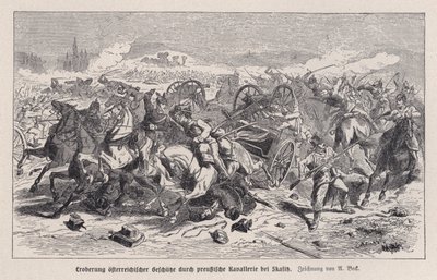 Armas austríacas capturadas pela cavalaria prussiana na Batalha de Skalitz, Boémia, Guerra Austro-Prussiana de Augustus J. Beck