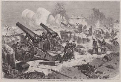 Bateria de cerco prussiano no parque de Le Raincy dring the Siege of Paris, Guerra Franco-Prussiana de Augustus J. Beck