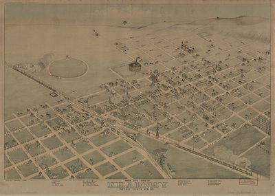 Vista aérea de Kearney, Condado de Buffalo, Neb. 1881 LOC 2010592833 de Augustus Koch