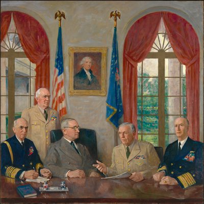 Truman e seus conselheiros militares, 1949. de Augustus Vincent Tack