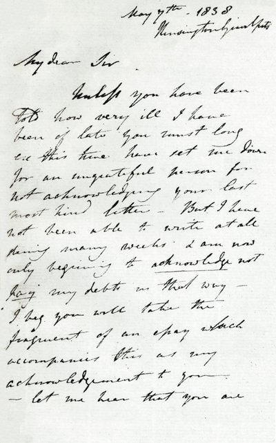 Carta de Augustus Wall Callcott, 7 de maio de 1838 1904 de Augustus Wall Callcott