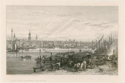 Construção da New London Bridge, 1826 de Augustus Wall Callcott