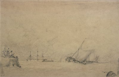 Lugger Fazendo para a boca de um porto (desenho) de Augustus Wall Callcott