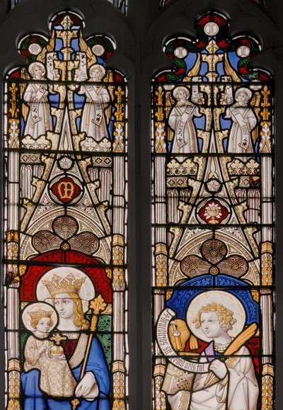 Abside janela com a Virgin & criança e São João Evangelista, detalhe, 1841-42 (vitral) de Augustus Welby Northmore Pugin