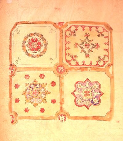 Desenho de tecto para o Palácio de Westminster (caneta e tinta e aguarela sobre papel) de Augustus Welby Northmore Pugin