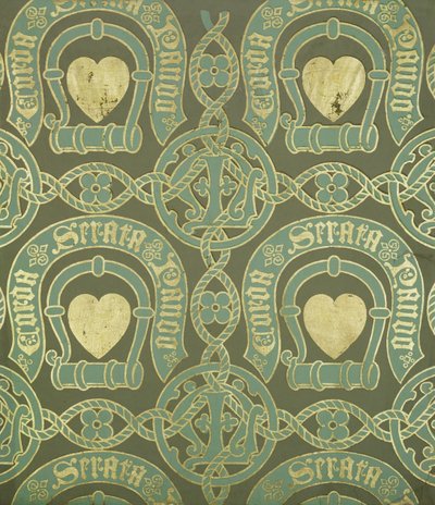 Design de papel de parede eclesiástico de motivo de coração de Augustus Welby Northmore Pugin