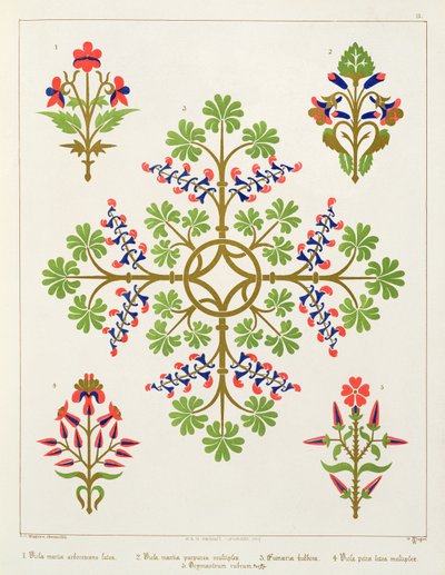 Projeto do papel de parede do motivo de Rosa, impresso por M. und N. Hanhart de Augustus Welby Northmore Pugin