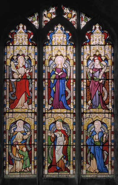 Rute, a Virgem Maria, Sara, Hannah, Dorcas e Anne, 1852 (vitral) de Augustus Welby Northmore Pugin