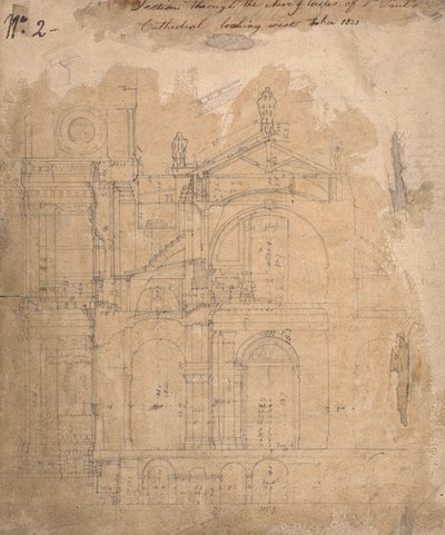 Secção através da Nave dos corredores da Catedral de St. Paul