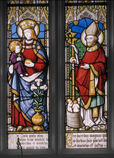 Virgem e criança com São Nicolau, detalhe, 1841 (vitral) de Augustus Welby Northmore Pugin